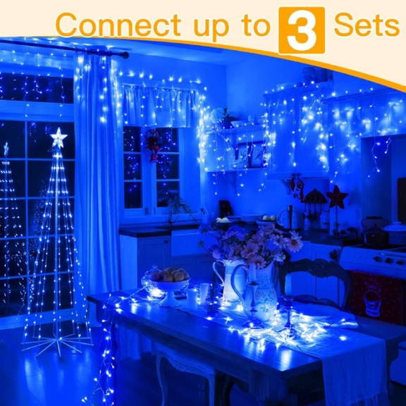 Blue Icicle Lights - Halloween Icicle Lights - Ollny